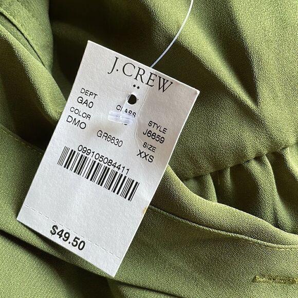 J. Crew Mercantile Green Button Down Tie Up Short Sleeve Shirt (NWT) - Picture 7 of 11